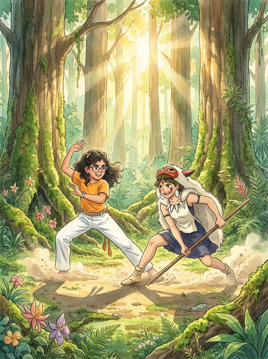 Nyra and San in ginga stance